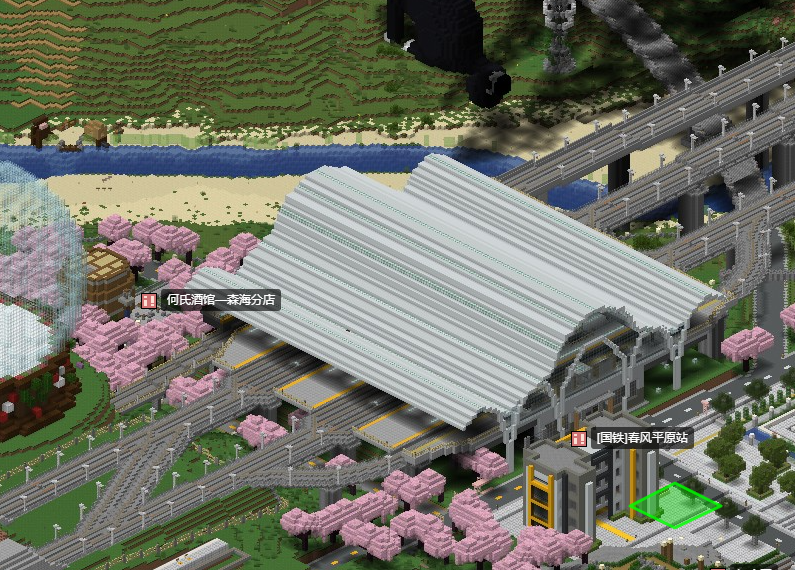 教程/铁路建造指南/image 4.png|春风平原站地上部分有两层:站厅和站台,且站厅在站台下方